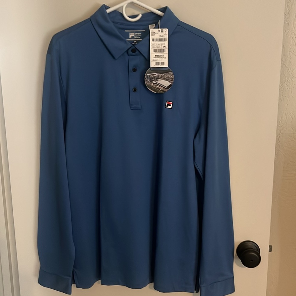 NWT Fila Modern Heritage regular fit long sleeve collared 3 button shirt